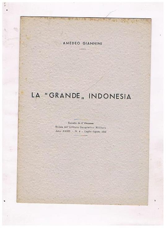 La grande Indonesia. Estratto - Amedeo Giannini - copertina
