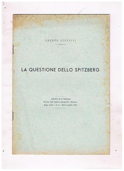La questione dello Spitzberg. Estratto - Amedeo Giannini - copertina