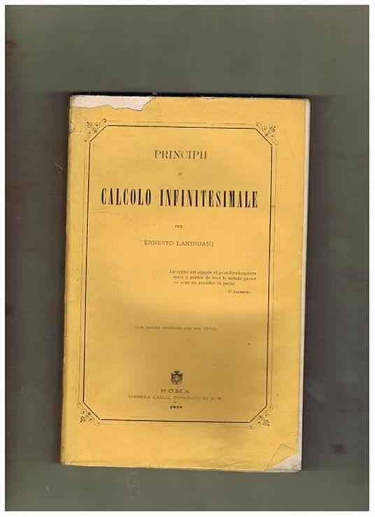 Principii di calcolo infinitesimale, con figure n.t - Ernesto Landriani - copertina