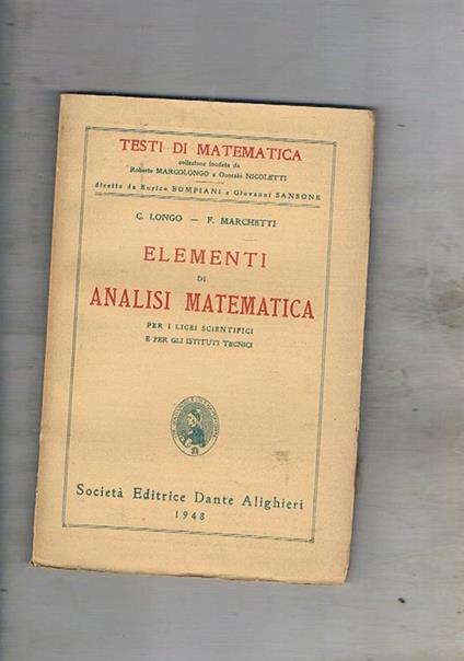 Elementi di analisi matematica per i licei - C. Longo - copertina