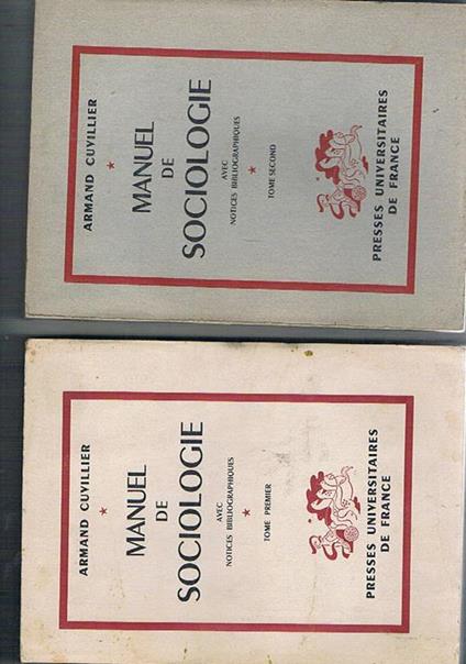 Manuel de sociologie tome I-II. Avec notes bibliographiques - Armand Cuvillier - copertina