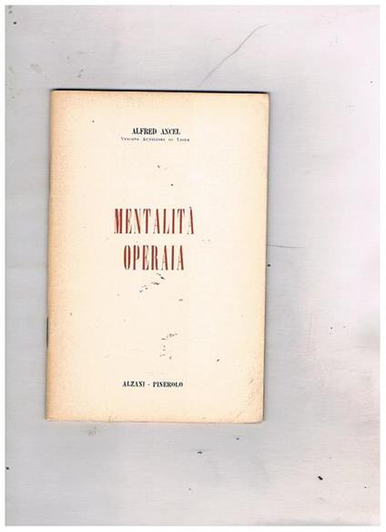Mentalità operaia - Alfred Ancel - copertina