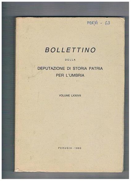 Bollettino della Deputazione di Storia Patria per l'Umbria, volume LXXXVII. La chiesa di S. Maria di Pietrarossa presso Trevi: il territorio, l'archeologia, l'architettura, la decorazione pittorica il santuario mariano l'arte del cuoio a Gubbio nel secolo - copertina