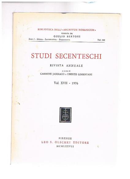 Studi secenteschi - copertina