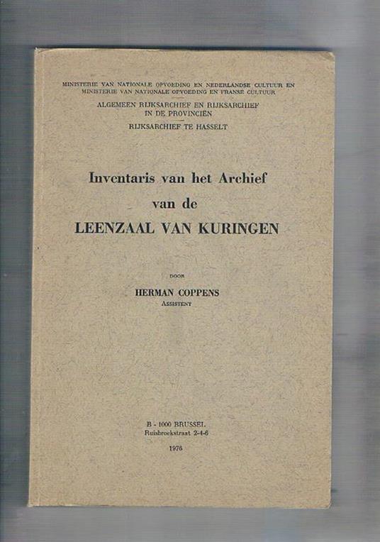 Inventaris van het archief van de Kuringen - Herman Coppens - copertina