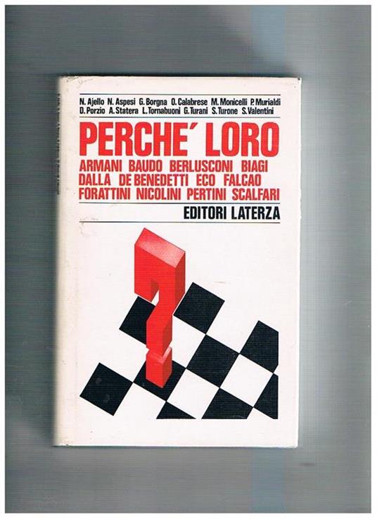 Perché loro. Armani, Baudo, Berlusconi, Biagi, Dalla, De Benedetti, Eco, Falcao, Forattini, Nicolini, Pertini, Scalfari. Testi - copertina