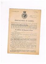 Propaganda di Guerra (estratto del Bollettino della R. Società Geografica Italiana) n° 1 del 25 novembre 1917