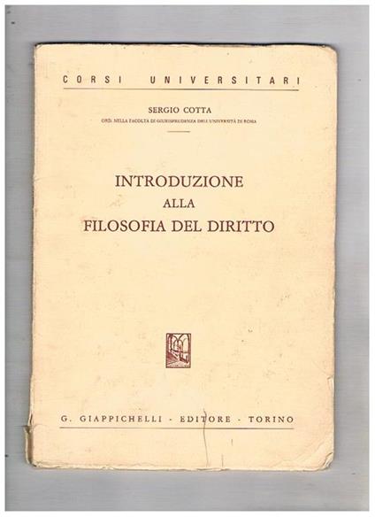 Introduzione alla filosofia del diritto - Sergio Cotta - copertina