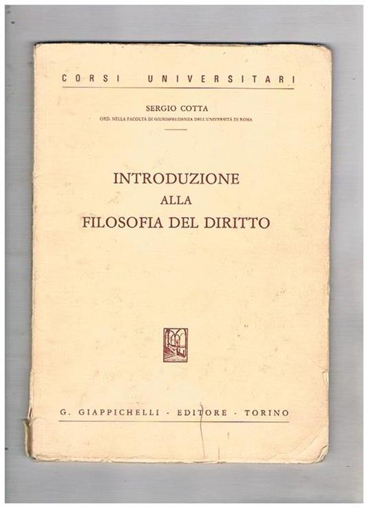 Introduzione alla filosofia del diritto - Sergio Cotta - copertina