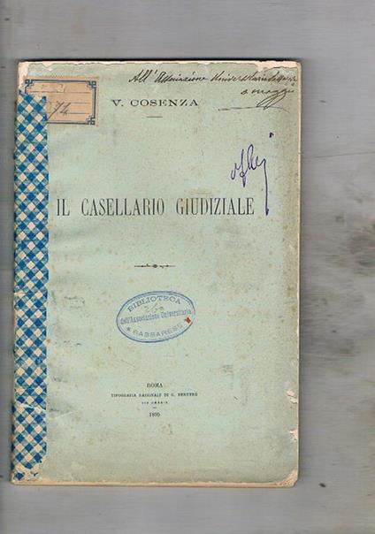 Il casellario giudiziale - Vincenzo Cosenza - copertina