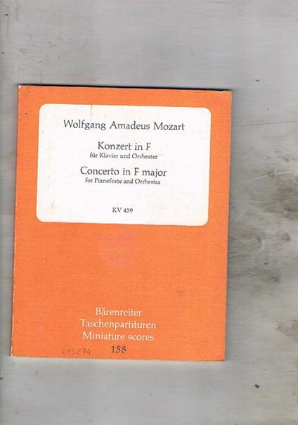 Konzert in F für Klavier und Orchester KV 459 - Wolfgang Amadeus Mozart - copertina