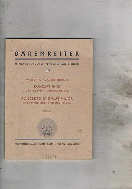 Konzer in ES für klaivert und orchester KV 482 - Wolfgang Amadeus Mozart - copertina