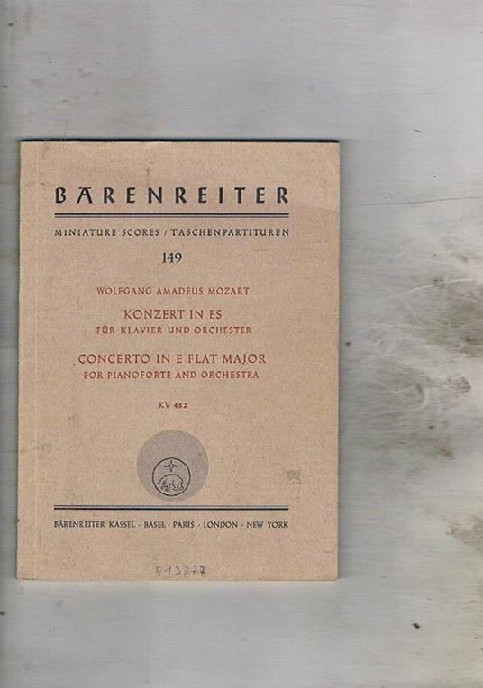 Konzer in ES für klaivert und orchester KV 482 - Wolfgang Amadeus Mozart - copertina