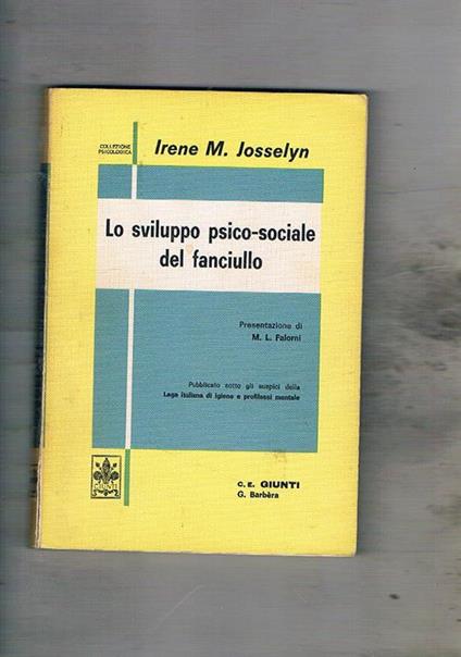 Lo sviluppo psicosociale del fanciullo - Irene M. Josselyn - copertina