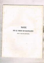 Note sur le projet de colonisation dans l'ile de Sardaigne. Relazione inviata al ninistro delle finanze (conte di Cavour) nel 1856