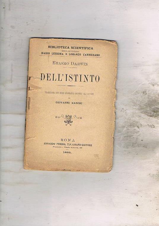 Dell'istint - Erasmo Darwin - copertina