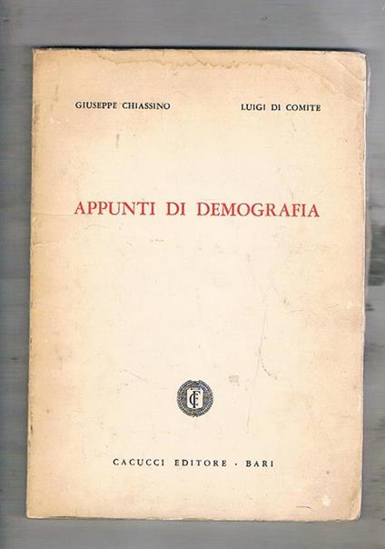 Appunti di demografia - Giuseppe Chiassino - copertina