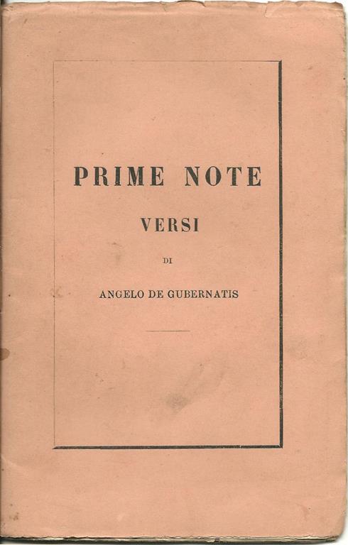 Prime note. Versi - Angelo De Gubernatis - copertina