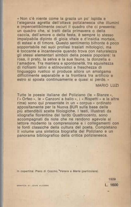 Poesie italiane. Introduzione di Mario Luzi. Testo, note, cronologia, bibliografia e antologia critica a cura di Saverio Orlando - Angelo Poliziano - 2
