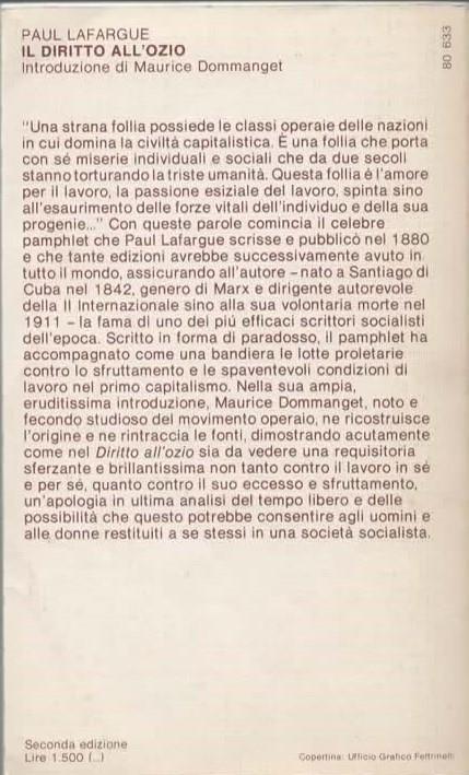 Il diritto all'ozio - Paul Lafargue - 2
