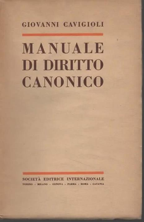 Manuale di diritto canonico - Giovanni Cavigioli - copertina