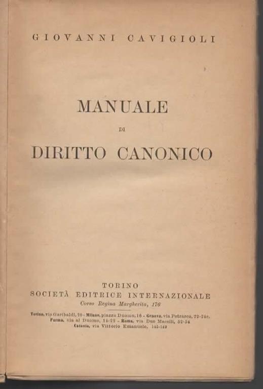 Manuale di diritto canonico - Giovanni Cavigioli - 2