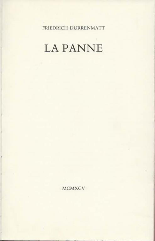 La panne - Friedrich Durrenmatt - copertina