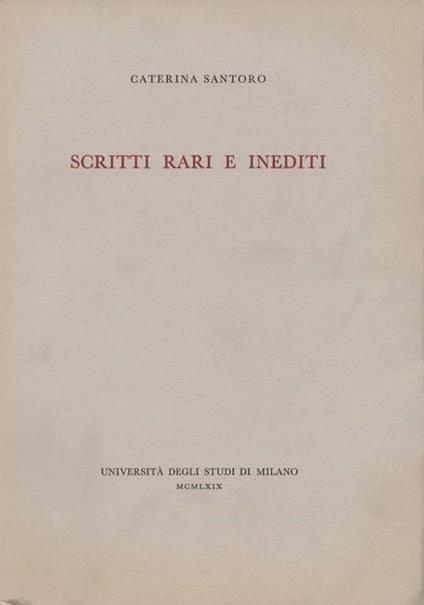 Scritti rari e inediti - Caterina Santoro - copertina