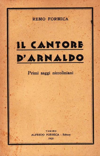 Il cantore d' Arnaldo - Formica Remo - copertina