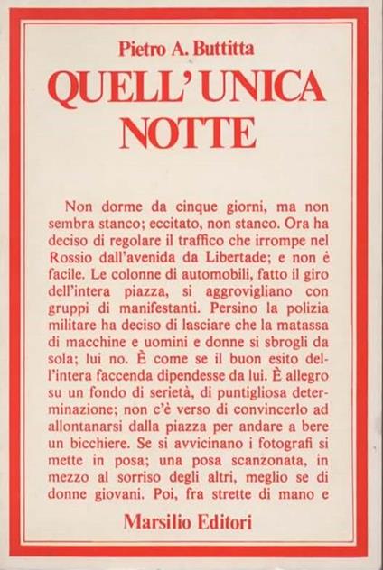 Quell'unica notte - Pietro Buttitta - copertina