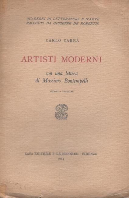 ArtistI moderni con una lettera di Massimo Bontempelli - Carlo Carrà - copertina