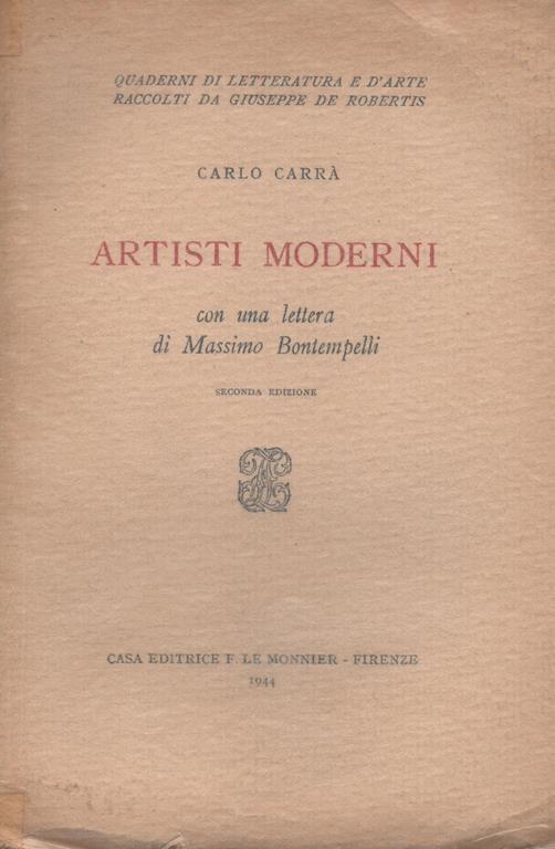 ArtistI moderni con una lettera di Massimo Bontempelli - Carlo Carrà - copertina