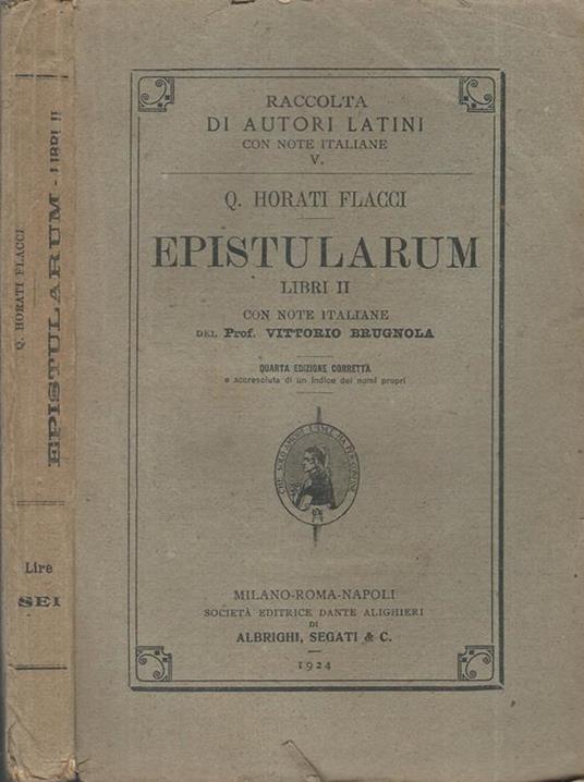 Epistularum Libri II - Q. Flacco Orazio - copertina