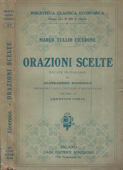 Orazioni scelte - M. Tullio Cicerone - copertina