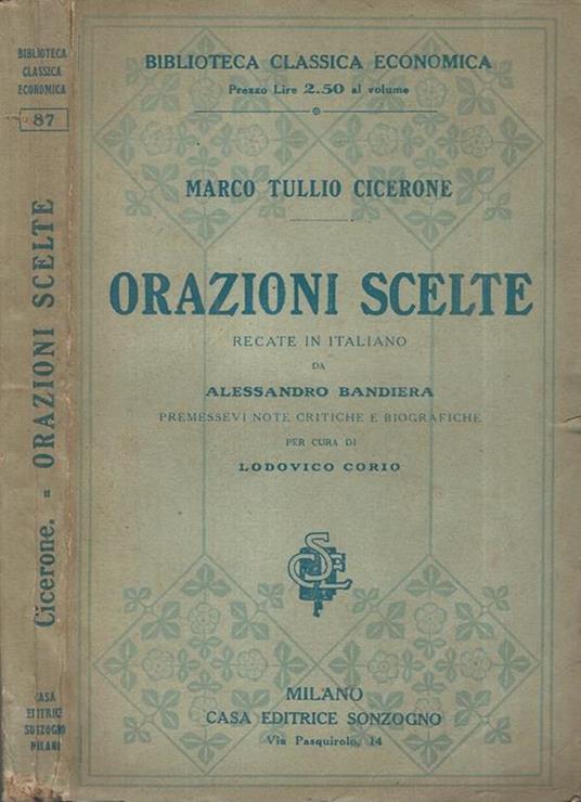 Orazioni scelte - M. Tullio Cicerone - copertina