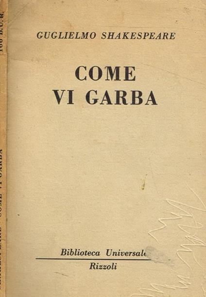 Come vi garba - William Shakespeare - copertina