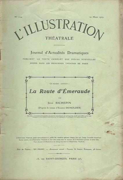 L' illustration théatrale. Journal d'actualitès dramatiques - René Baschet - copertina