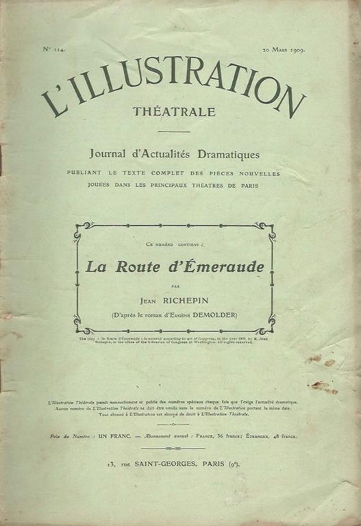 L' illustration théatrale. Journal d'actualitès dramatiques - René Baschet - copertina
