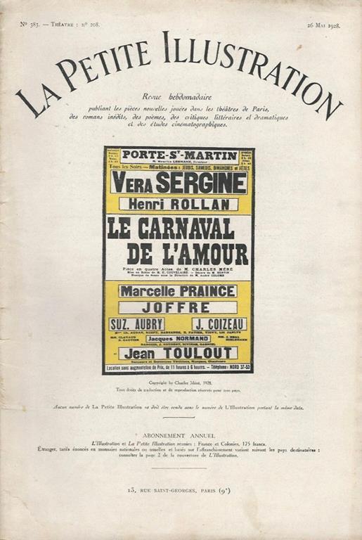 La petite illustration. Revue hebdomadaire - René Baschet - copertina