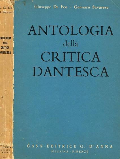 Antologia della critica dantesca - Giuseppe De Feo - copertina