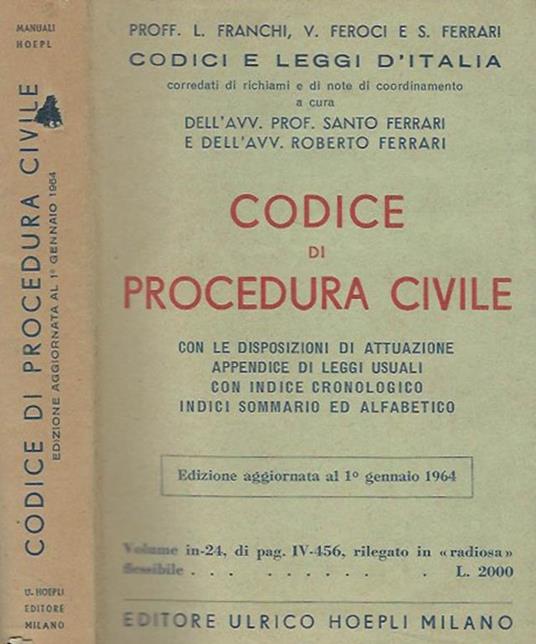 Codice di Procedura Civile - L. Franchi - copertina