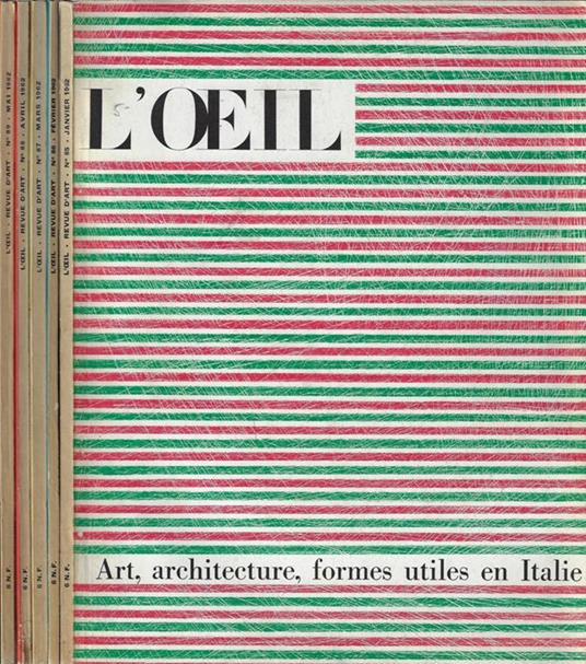 L' Oeil Anno 1962 N° 85, 865, 87, 88, 89. Revue d'art - copertina