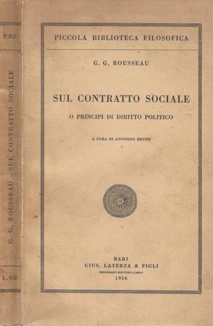 Sul contratto sociale. o principi di diritto politico - copertina