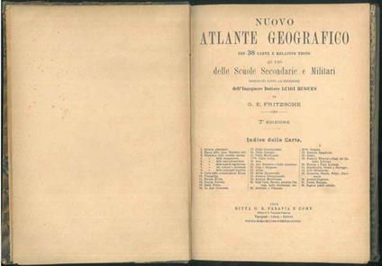 Nuovo atlante geografico con 38 carte e relativo testo ad uso delle scuole secondarie e militari disegnate da G.E. Fritzsche - copertina