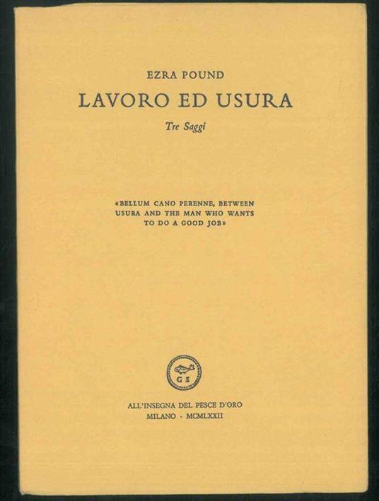 Lavoro ed usura. Tre saggi - Ezra Pound - copertina