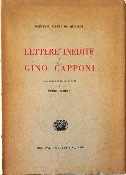 Lettere inedite a Gino Capponi - Hortense Allart de Méritens - copertina