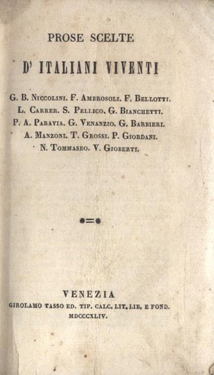 Prose scelte d' italiani viventi - copertina