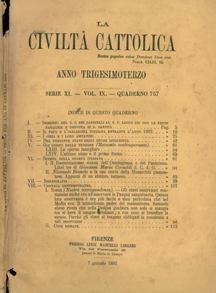 La Civiltà Cattolica 1882 - copertina