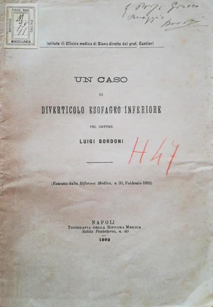 Un caso di diverticolo esofageo - copertina