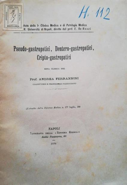 Pseudo-gastropatici, Deutero-gastropatici, Cripto-gastropatici - copertina
